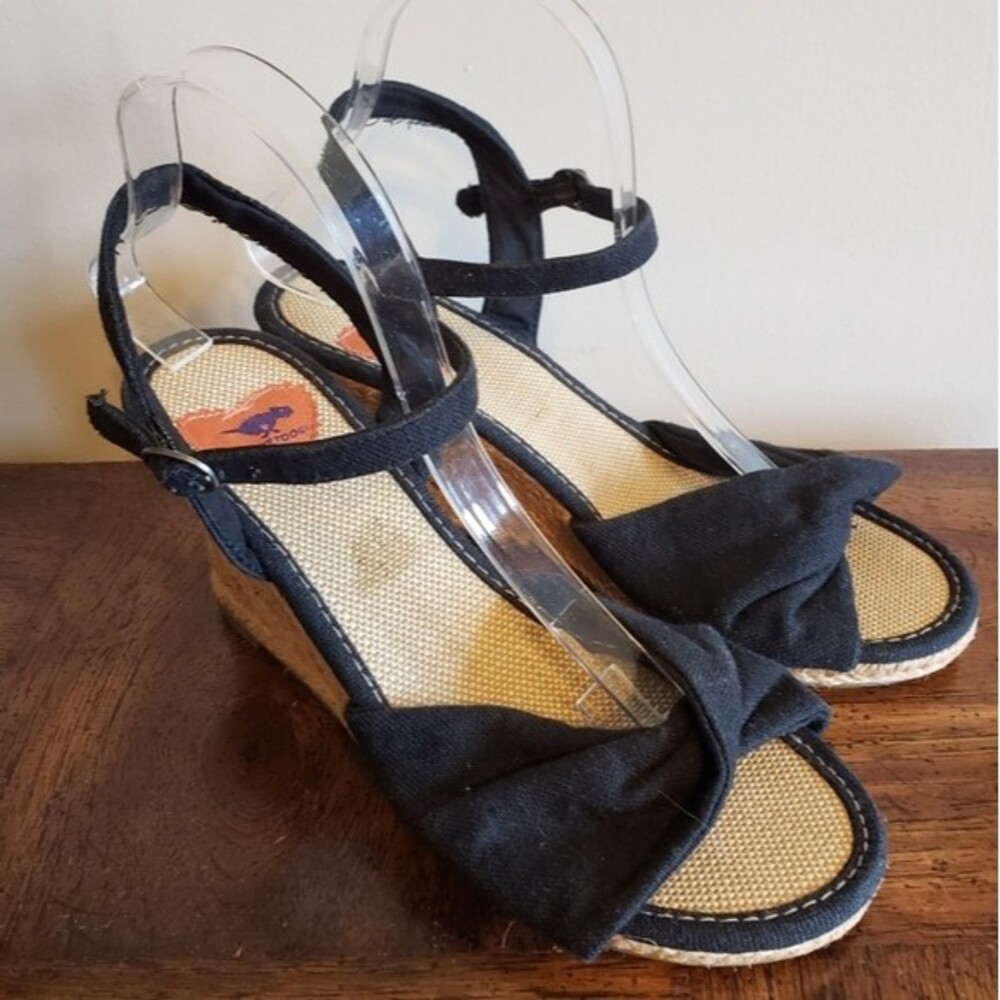 Rocket Dog Black Wedge Twist Sandals Size 9.5 Y2K 90's